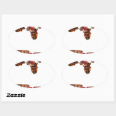 Afrika in Bewegung: Kaleidoskop-Design Ovaler Aufkleber (Blatt)