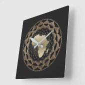 Afrika in einem Gold-und Bronze-Motiv Quadratische Wanduhr (Winkel)