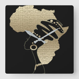 Afrika in Gold Quadratische Wanduhr
