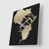 Afrika in Gold Quadratische Wanduhr (Winkel)