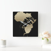 Afrika in Gold Quadratische Wanduhr (Zuhause)