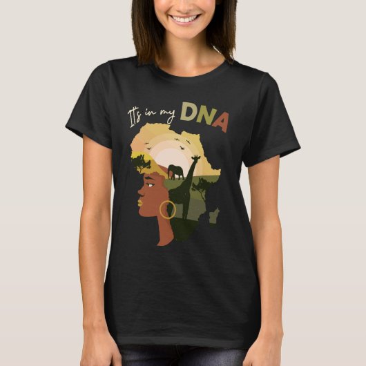 Afrika in meiner DNA Niedlicher Schwarzgeschichte  T-Shirt (Vorderseite)
