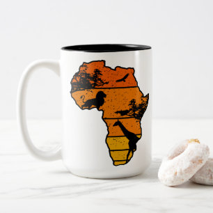 Afrika Karte Afrikanischer Safari Löwe Giraffe Zweifarbige Tasse