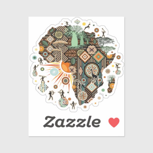 Afrika-Karte Dekorative Stammes-Elemente Muster Aufkleber (Blatt)
