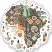 Afrika-Karte Dekorative Stammes-Elemente Muster Aufkleber (Vorderseite)