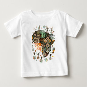 Afrika-Karte Dekorative Stammes-Elemente Muster Baby T-shirt