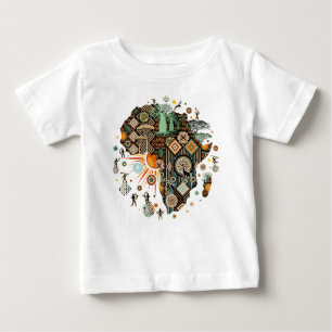 Afrika-Karte Dekorative Stammes-Elemente Muster Baby T-shirt