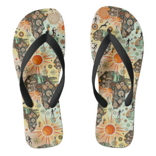 Afrika-Karte Dekorative Stammes-Elemente Muster Badesandalen