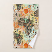 Afrika-Karte Dekorative Stammes-Elemente Muster Badhandtuch Set (Handtuch)