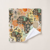 Afrika-Karte Dekorative Stammes-Elemente Muster Badhandtuch Set (Waschlappen)