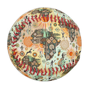 Afrika-Karte Dekorative Stammes-Elemente Muster Baseball
