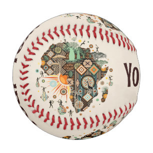 Afrika-Karte Dekorative Stammes-Elemente Muster Baseball