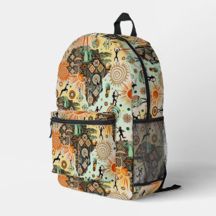 Afrika-Karte Dekorative Stammes-Elemente Muster Bedruckter Rucksack