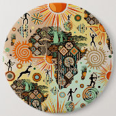 Afrika-Karte Dekorative Stammes-Elemente Muster Button (Vorderseite)