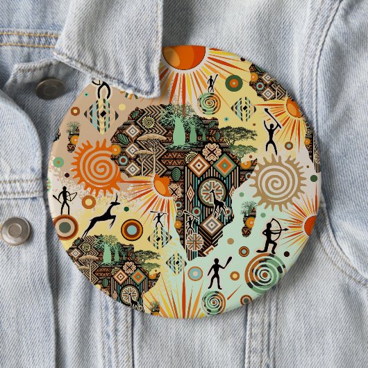 Afrika-Karte Dekorative Stammes-Elemente Muster Button (Beispiel)