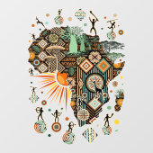 Afrika-Karte Dekorative Stammes-Elemente Muster Fensteraufkleber (Blatt)