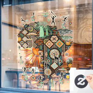 Afrika-Karte Dekorative Stammes-Elemente Muster Fensteraufkleber