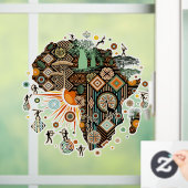 Afrika-Karte Dekorative Stammes-Elemente Muster Fensteraufkleber (Zuhause)