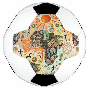 Afrika-Karte Dekorative Stammes-Elemente Muster Fußball