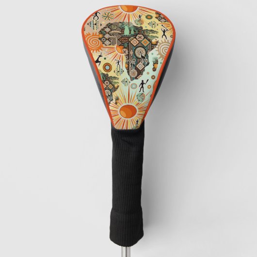 Afrika-Karte Dekorative Stammes-Elemente Muster Golf Headcover (Vorderseite)