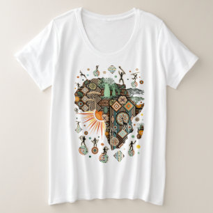 Afrika-Karte Dekorative Stammes-Elemente Muster Große Größe T-Shirt