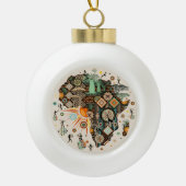 Afrika-Karte Dekorative Stammes-Elemente Muster Keramik Kugel-Ornament (Vorderseite)