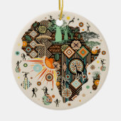 Afrika-Karte Dekorative Stammes-Elemente Muster Keramik Ornament (Vorne)