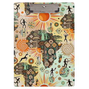 Afrika-Karte Dekorative Stammes-Elemente Muster Klemmbrett