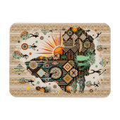 Afrika-Karte Dekorative Stammes-Elemente Muster Magnet (Horizontal)