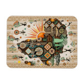 Afrika-Karte Dekorative Stammes-Elemente Muster Magnet (Horizontal)
