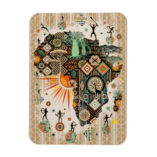 Afrika-Karte Dekorative Stammes-Elemente Muster Magnet