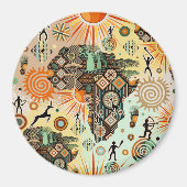 Afrika-Karte Dekorative Stammes-Elemente Muster Magnet (Vorne)