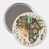 Afrika-Karte Dekorative Stammes-Elemente Muster Magnet (Vorderseite/Rückseite)