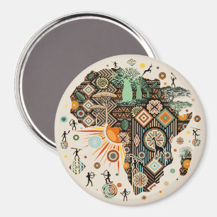 Afrika-Karte Dekorative Stammes-Elemente Muster Magnet
