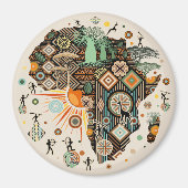 Afrika-Karte Dekorative Stammes-Elemente Muster Magnet (Vorne)