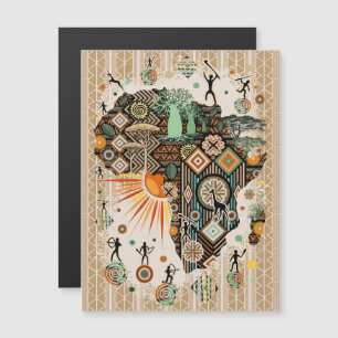 Afrika-Karte Dekorative Stammes-Elemente Muster Magnetkarte