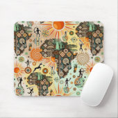 Afrika-Karte Dekorative Stammes-Elemente Muster Mousepad (Mit Mouse)