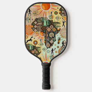 Afrika-Karte Dekorative Stammes-Elemente Muster Pickleball Schläger