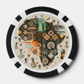 Afrika-Karte Dekorative Stammes-Elemente Muster Pokerchips (Rückseite)