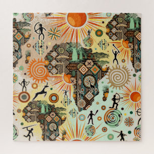 Afrika-Karte Dekorative Stammes-Elemente Muster Puzzle