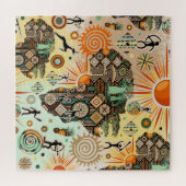 Afrika-Karte Dekorative Stammes-Elemente Muster Puzzle (Horizontal)