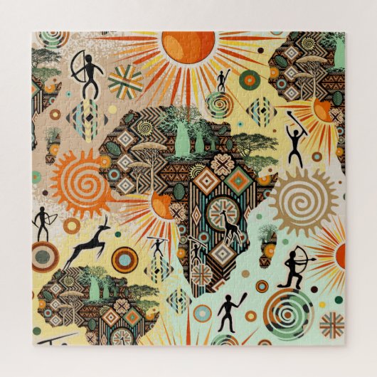 Afrika-Karte Dekorative Stammes-Elemente Muster Puzzle (Vertikal)