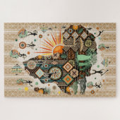 Afrika-Karte Dekorative Stammes-Elemente Muster Puzzle (Horizontal)