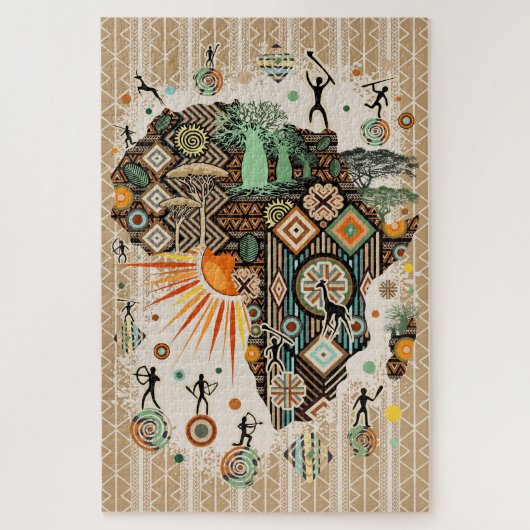 Afrika-Karte Dekorative Stammes-Elemente Muster Puzzle (Vertikal)