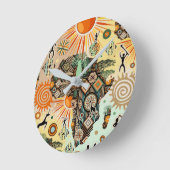 Afrika-Karte Dekorative Stammes-Elemente Muster Runde Wanduhr (Winkel)