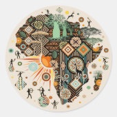 Afrika-Karte Dekorative Stammes-Elemente Muster Runder Aufkleber (Vorderseite)