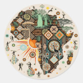 Afrika-Karte Dekorative Stammes-Elemente Muster Runder Aufkleber (Vorderseite)