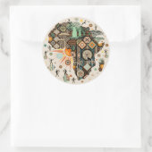 Afrika-Karte Dekorative Stammes-Elemente Muster Runder Aufkleber (Tasche)