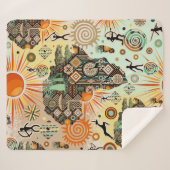 Afrika-Karte Dekorative Stammes-Elemente Muster Sherpadecke (Vorderseite (Horizontal))