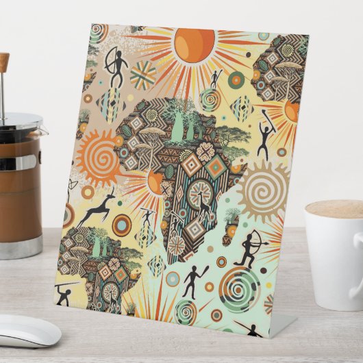 Afrika-Karte Dekorative Stammes-Elemente Muster Sockelschild (In Situ)